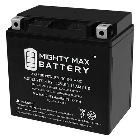 YTX14-BS Replacement Btry. For SUZUKI LT-V700F Twin Peaks (2004-2005) -  MIGHTY MAX BATTERY, YTX14-BS133